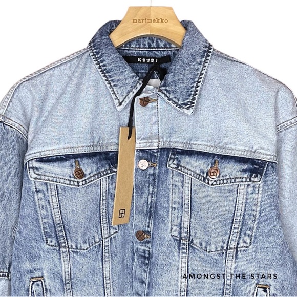 Ksubi Destiny Patchwork Lifetime Blue Cropped Denim Jacket - Picture 10 of 16